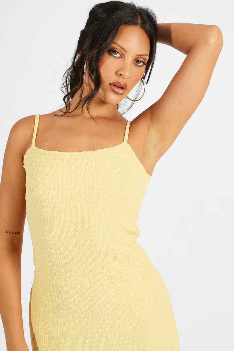 Yellow Bodycon Dress Maxi Textured Fabric sold by Ally Fashion