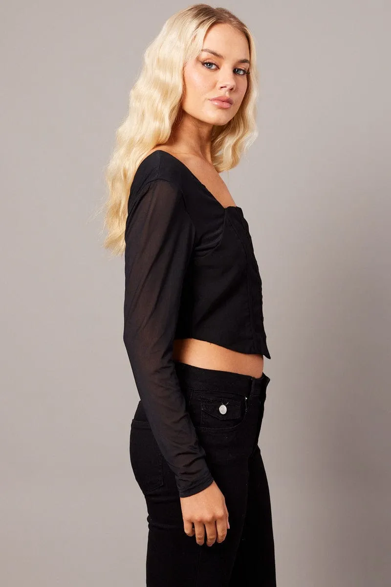 Black Corset Top Long Sleeve sold by Ally Fashion product image thumbnail 4