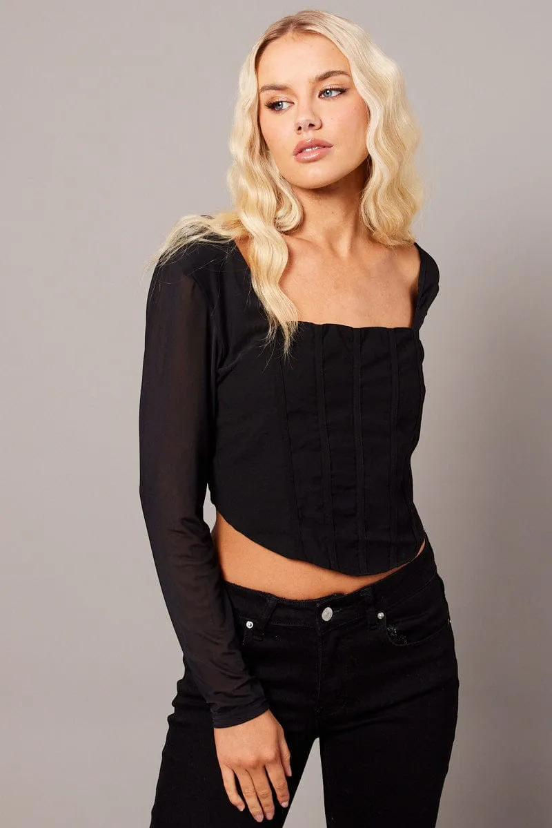 Black Corset Top Long Sleeve sold by Ally Fashion