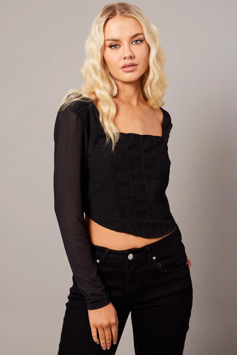 Black Corset Top Long Sleeve sold by Ally Fashion product image thumbnail 3