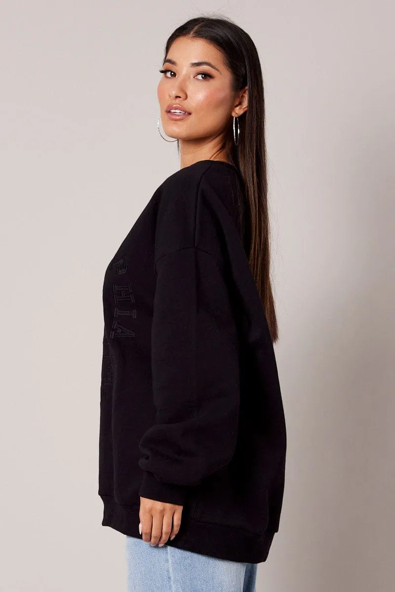 Black Graphic Sweater Long Sleeve sold by Ally Fashion product image thumbnail 4