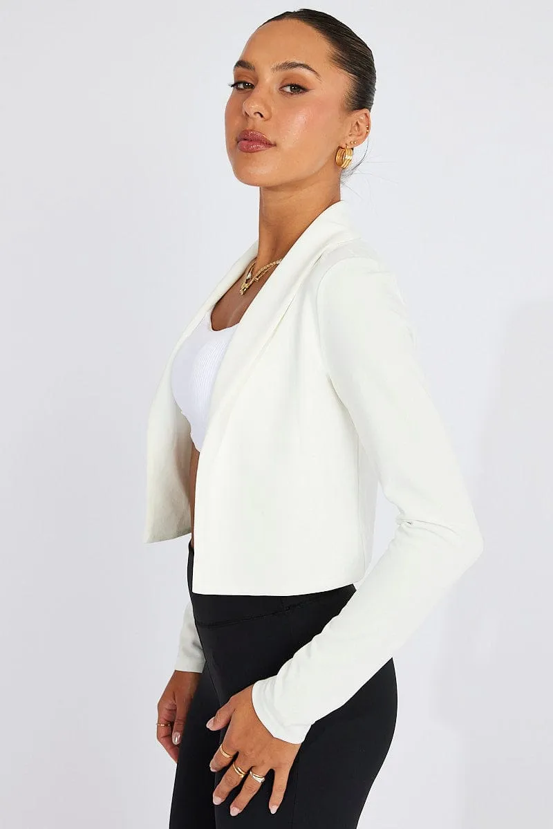 White Crop Jacket 3/4 Sleeve sold by Ally Fashion product image thumbnail 4