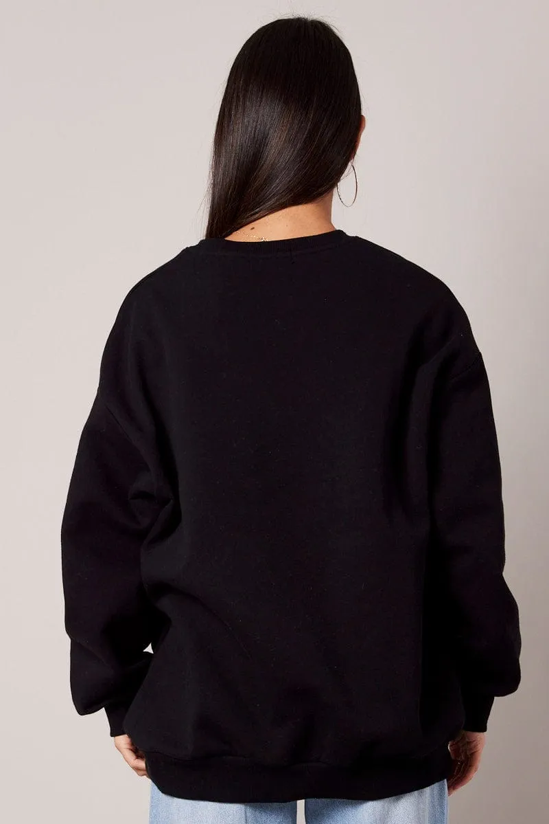 Black Graphic Sweater Long Sleeve sold by Ally Fashion product image thumbnail 5