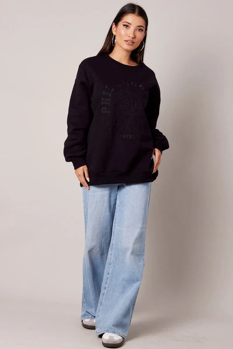 Black Graphic Sweater Long Sleeve sold by Ally Fashion product image thumbnail 2