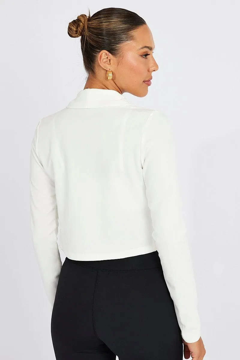 White Crop Jacket 3/4 Sleeve sold by Ally Fashion product image thumbnail 5