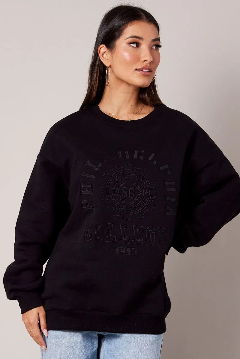Black Graphic Sweater Long Sleeve sold by Ally Fashion product image thumbnail 3