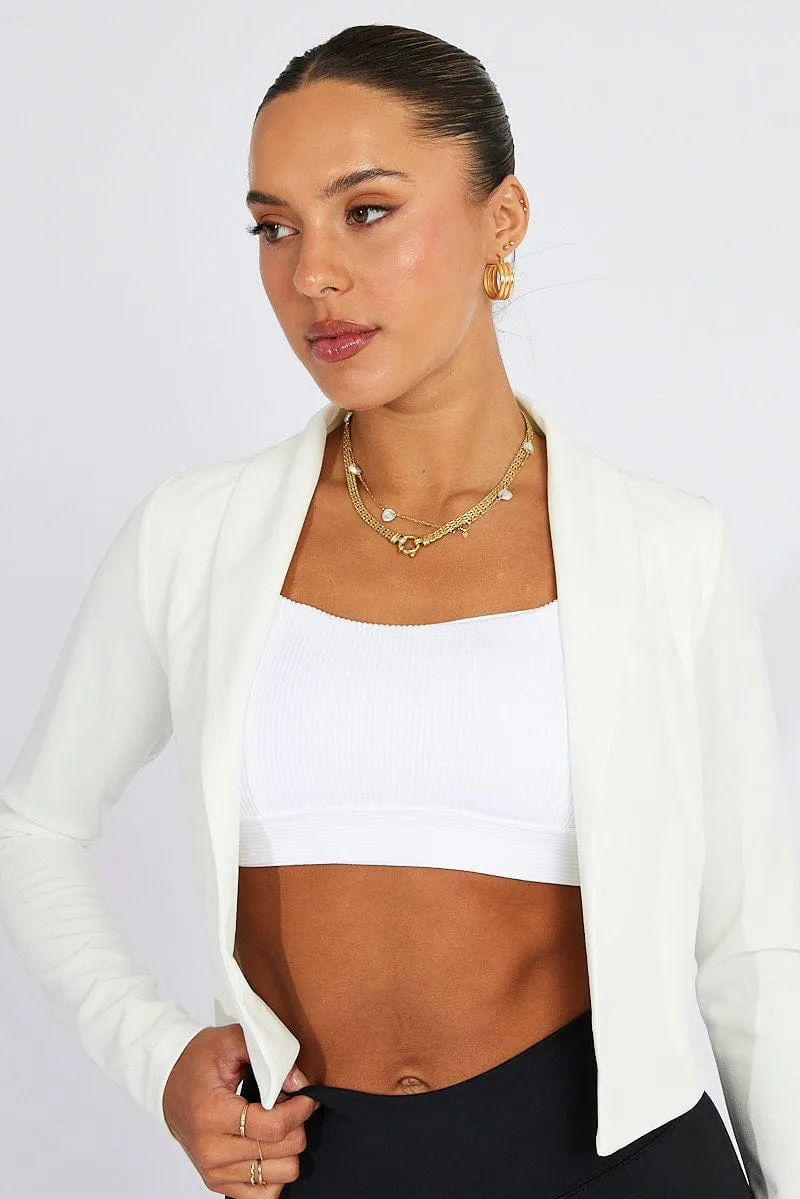 White Crop Jacket 3/4 Sleeve sold by Ally Fashion product image thumbnail 3