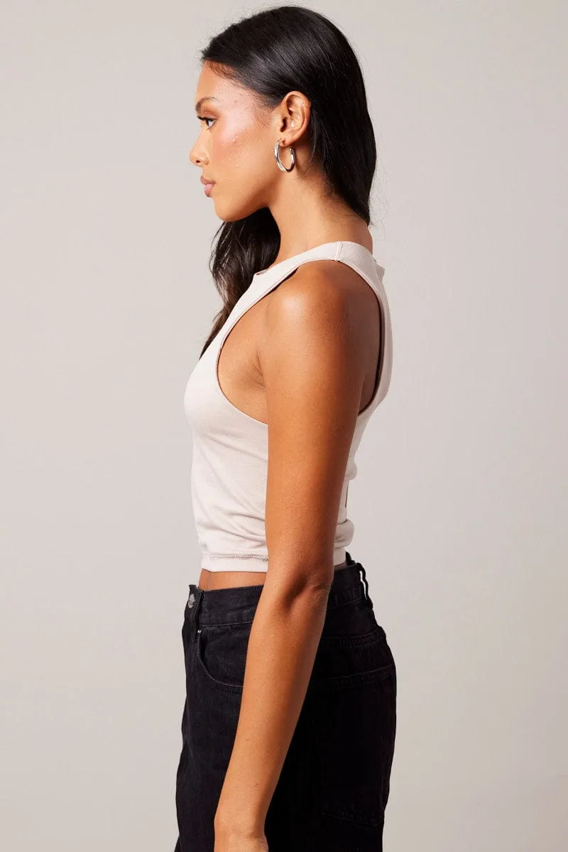 Brown Tank Top Crew Neck Seamless sold by Ally Fashion product image thumbnail 4