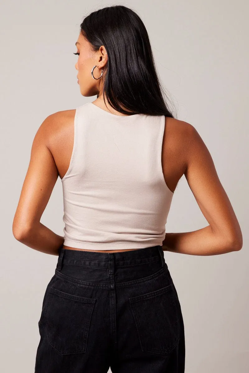 Brown Tank Top Crew Neck Seamless sold by Ally Fashion product image thumbnail 5