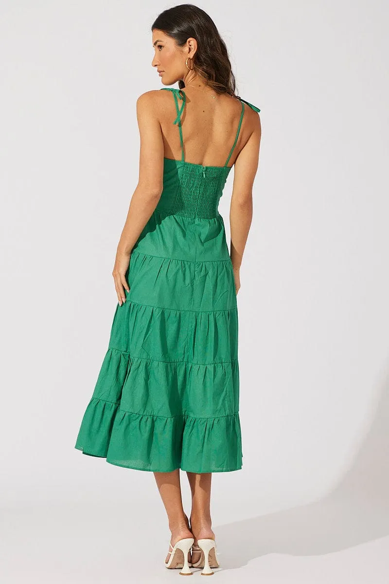 Green Midi Dress Sleeveless Tiered Twist Front sold by Ally Fashion product image thumbnail 5