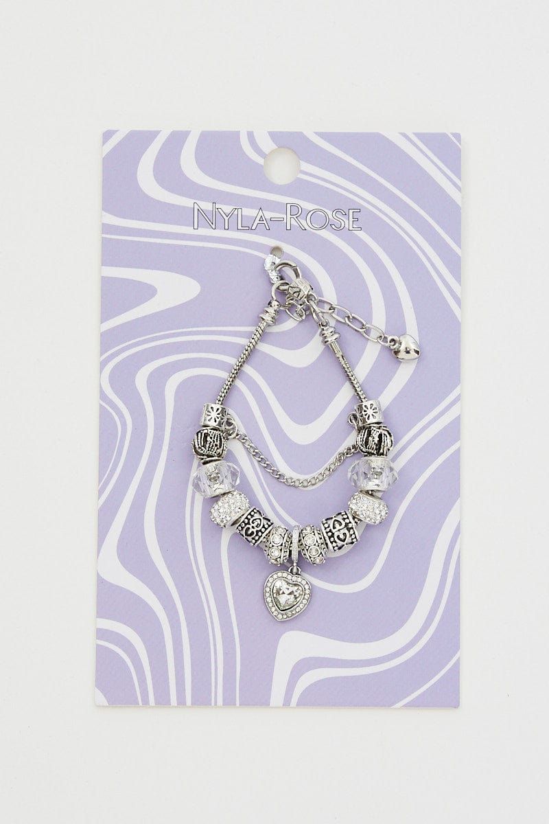 Silver Christmas Heart Charm Silver Plating Bracelet sold by Ally Fashion product image thumbnail 2