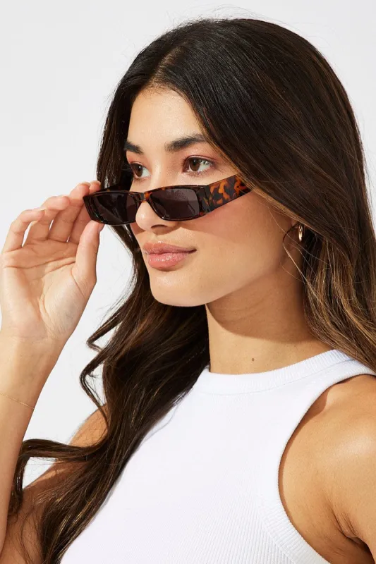 Brown Animal Print Rectangle Fashion Sunglasses sold by Ally Fashion