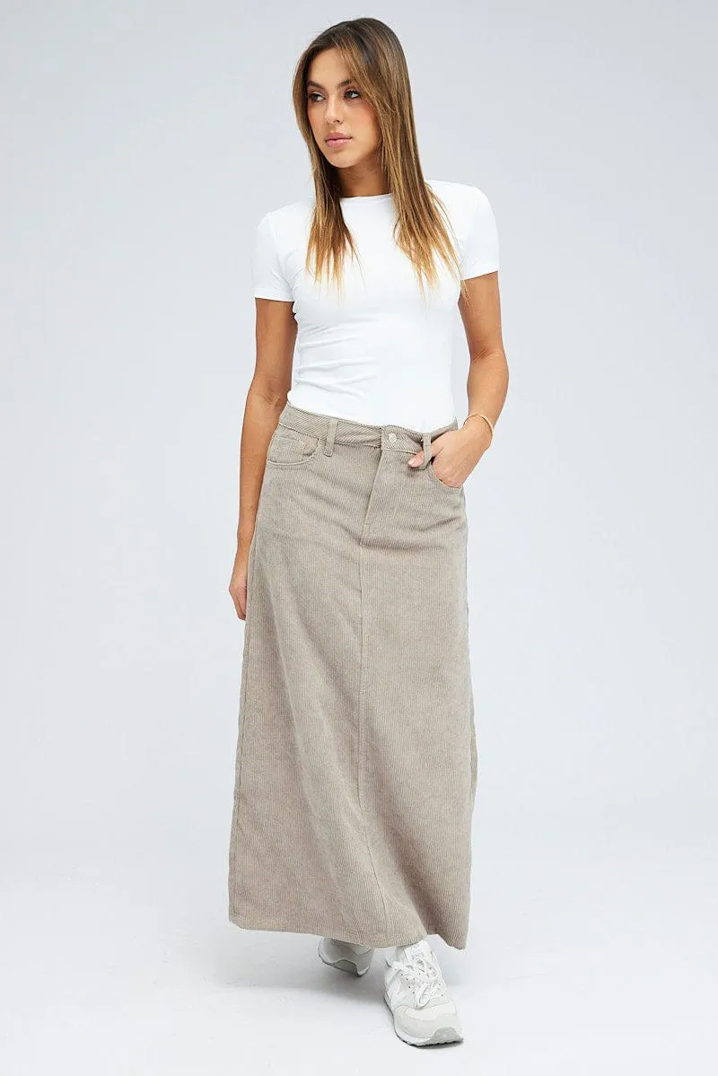 Grey Maxi Skirt High Rise A-line Corduroy sold by Ally Fashion product image thumbnail 3