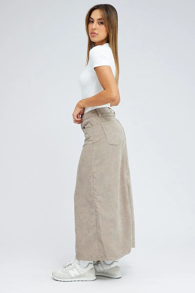 Grey Maxi Skirt High Rise A-line Corduroy sold by Ally Fashion product image thumbnail 4