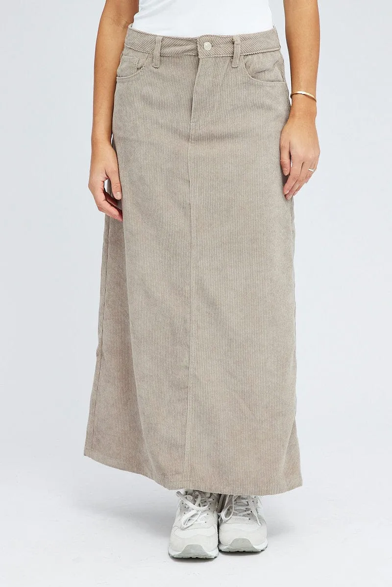 Grey Maxi Skirt High Rise A-line Corduroy sold by Ally Fashion product image thumbnail 2