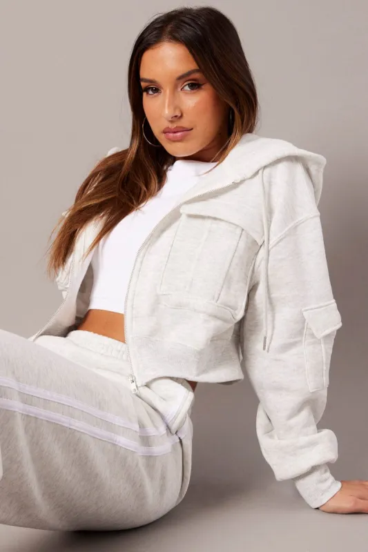 Grey Zip Hoodie Long Sleeve sold by Ally Fashion