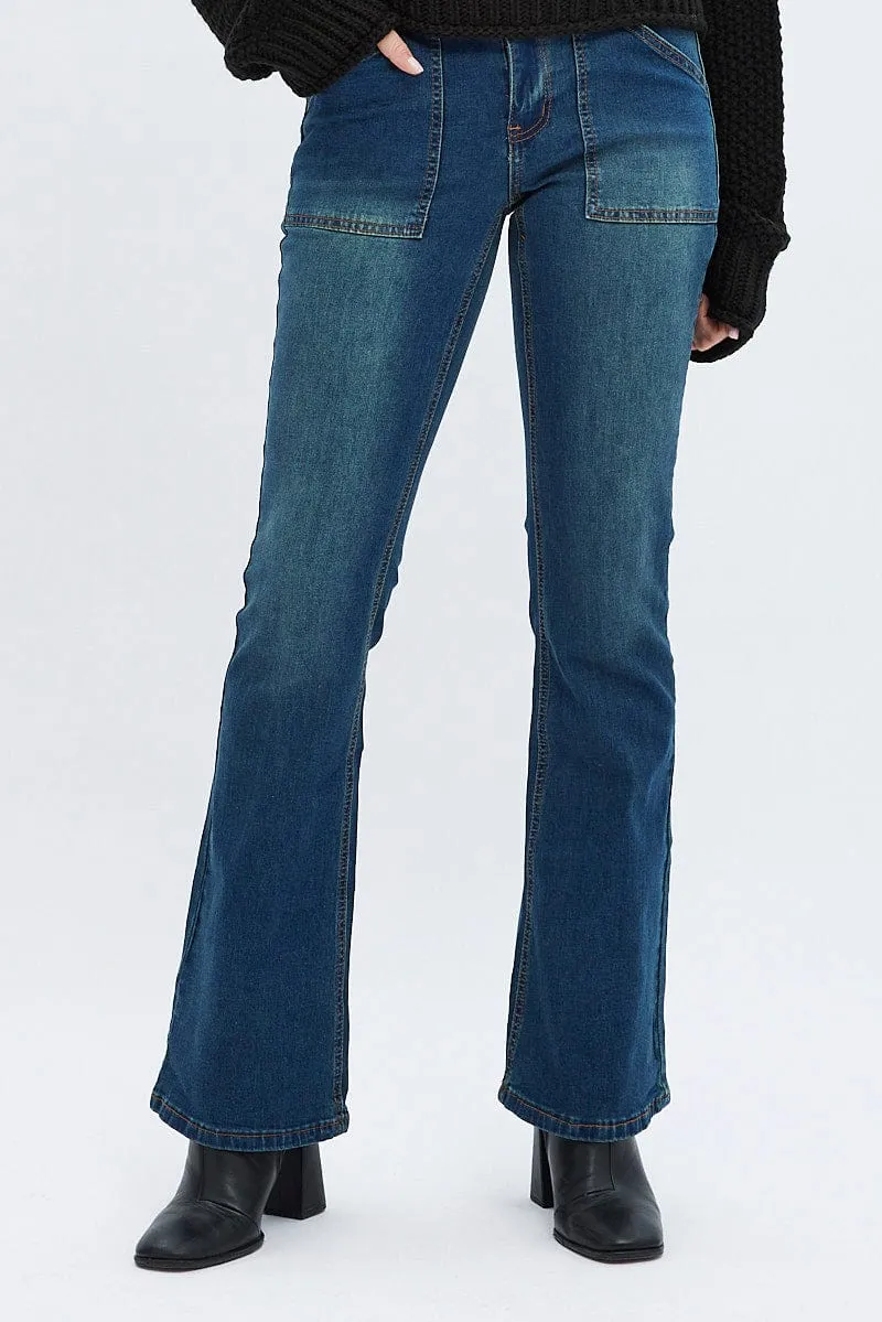 Denim Flare Denim Jeans Low Rise Vintage Wash sold by Ally Fashion product image thumbnail 3