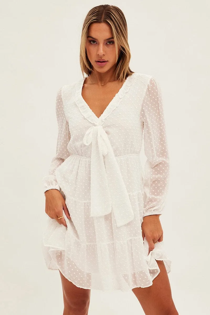 White Mini Dress Long Sleeve sold by Ally Fashion product image thumbnail 3