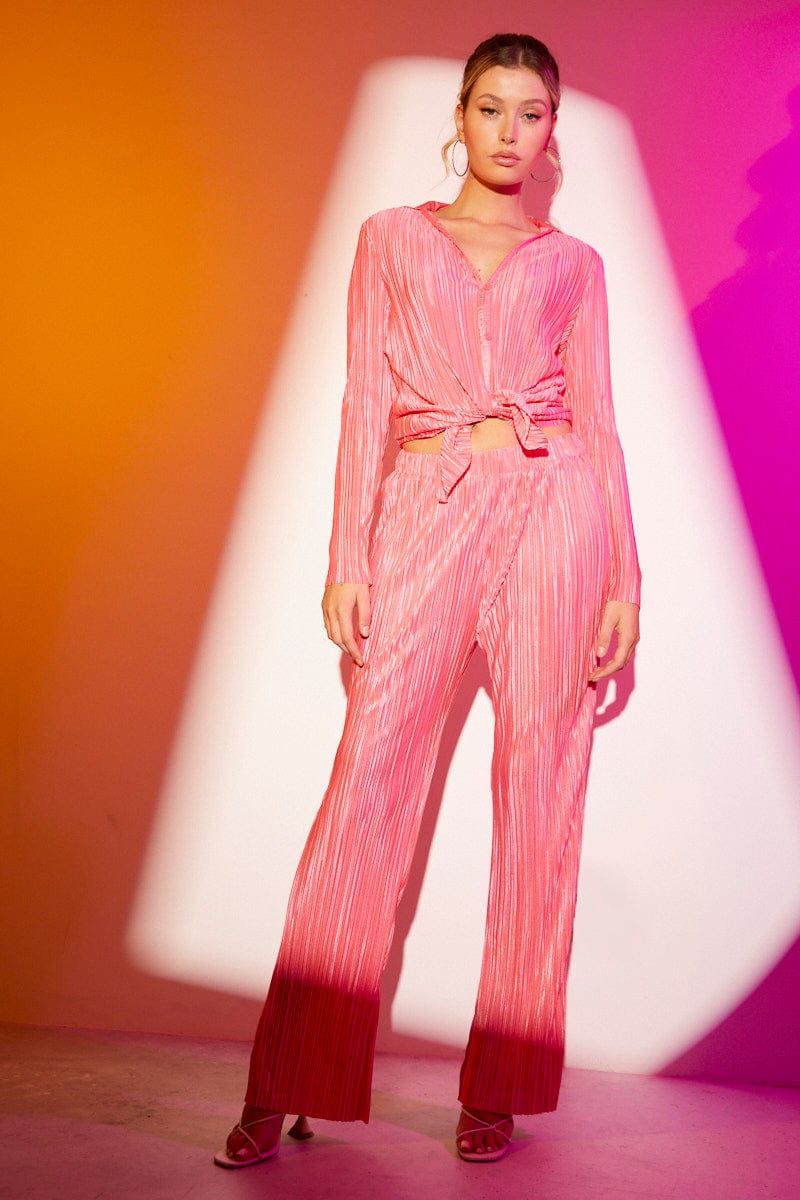 Pink Plisse Pant Wide Leg sold by Ally Fashion product image thumbnail 3
