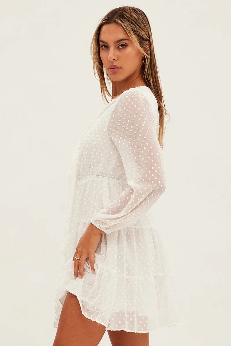 White Mini Dress Long Sleeve sold by Ally Fashion product image thumbnail 4