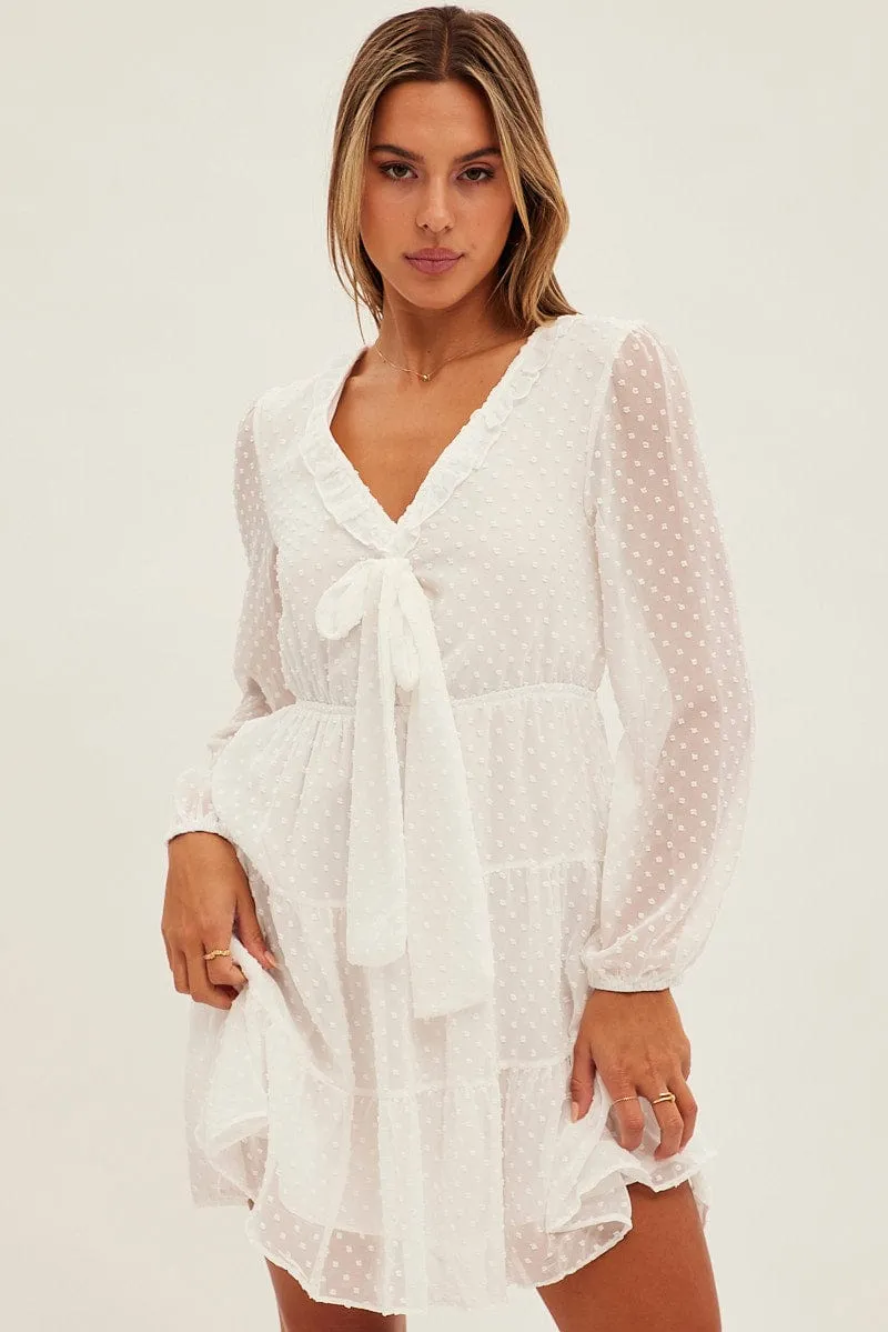 White Mini Dress Long Sleeve sold by Ally Fashion