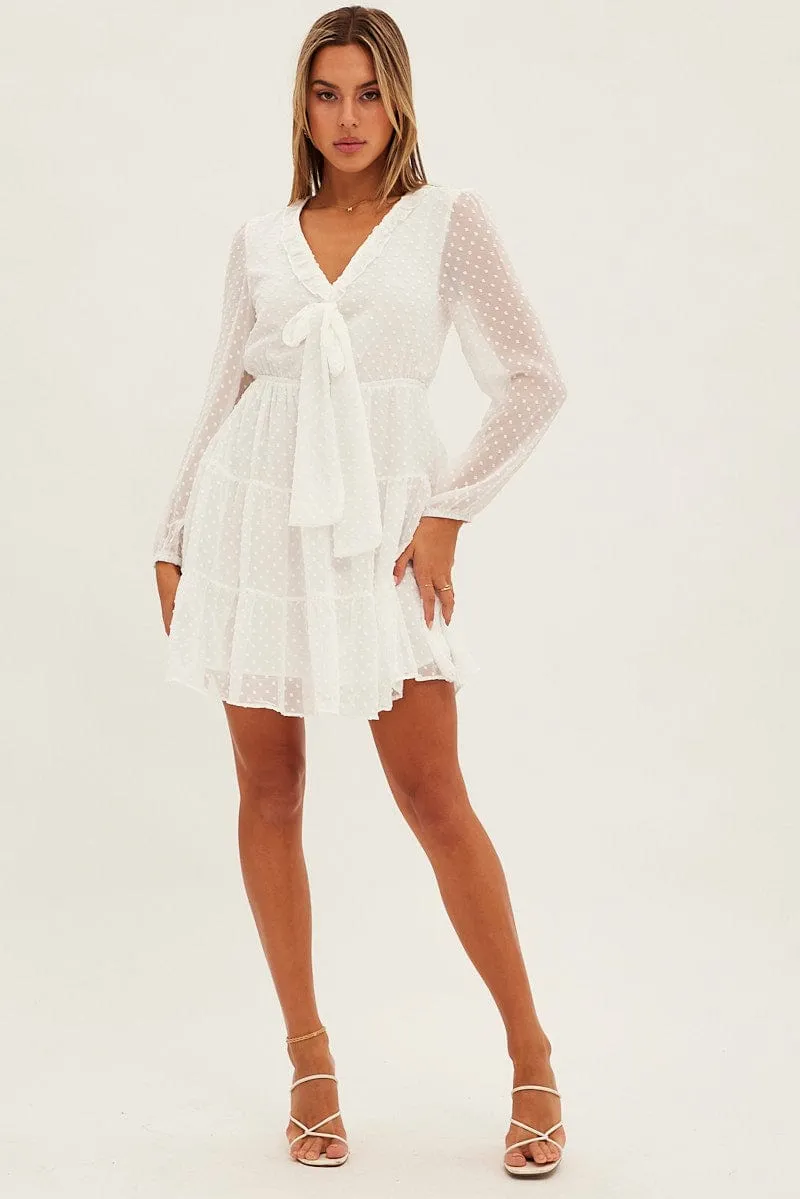 White Mini Dress Long Sleeve sold by Ally Fashion product image thumbnail 2