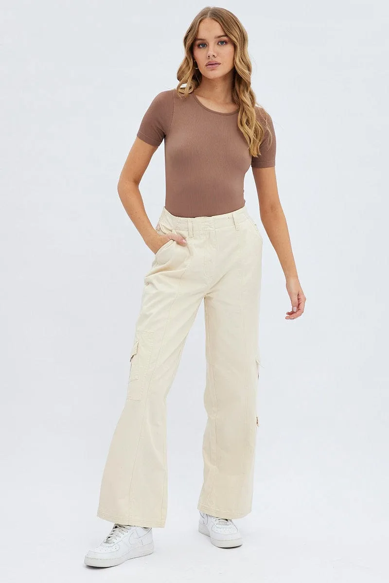 Camel Cargo Pants Low Rise sold by Ally Fashion