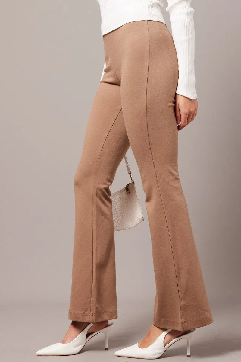 Brown Flare Leg Pants Ponte sold by Ally Fashion product image thumbnail 4