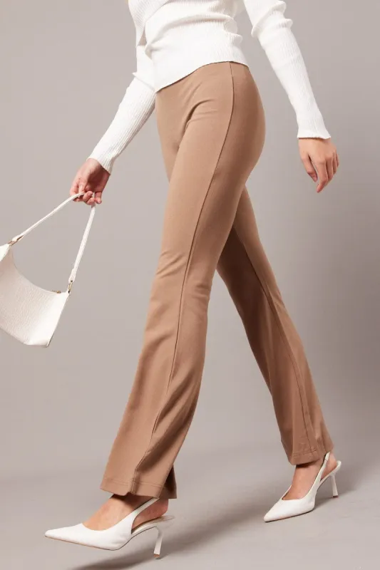 Brown Flare Leg Pants Ponte sold by Ally Fashion