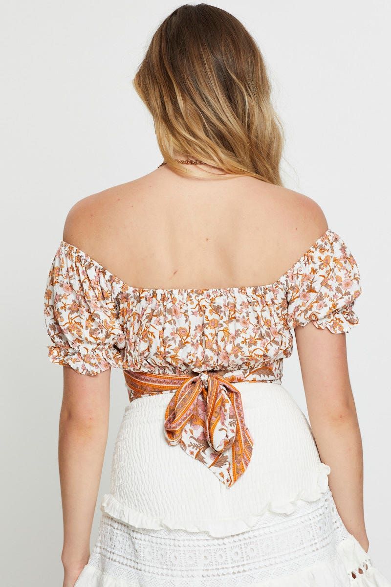 Border Print Crop Top Short Sleeve sold by Ally Fashion product image thumbnail 5