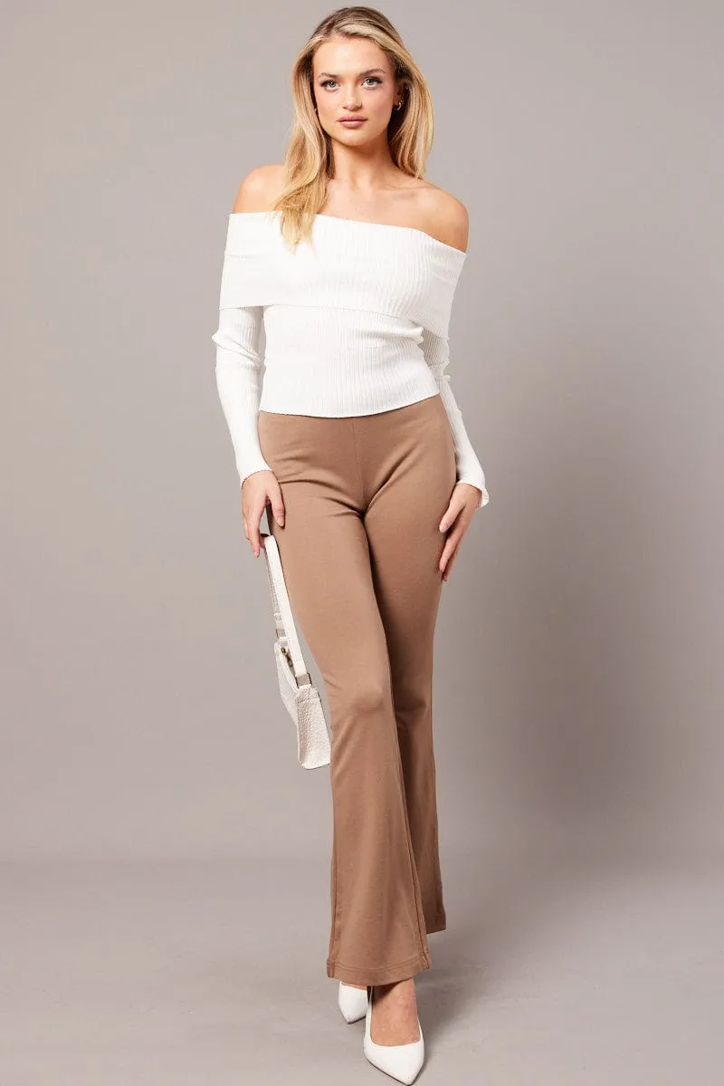 Brown Flare Leg Pants Ponte sold by Ally Fashion product image thumbnail 2