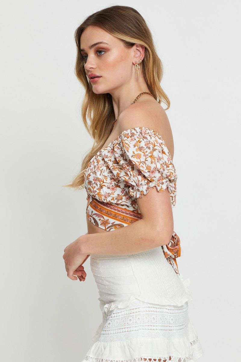 Border Print Crop Top Short Sleeve sold by Ally Fashion product image thumbnail 4