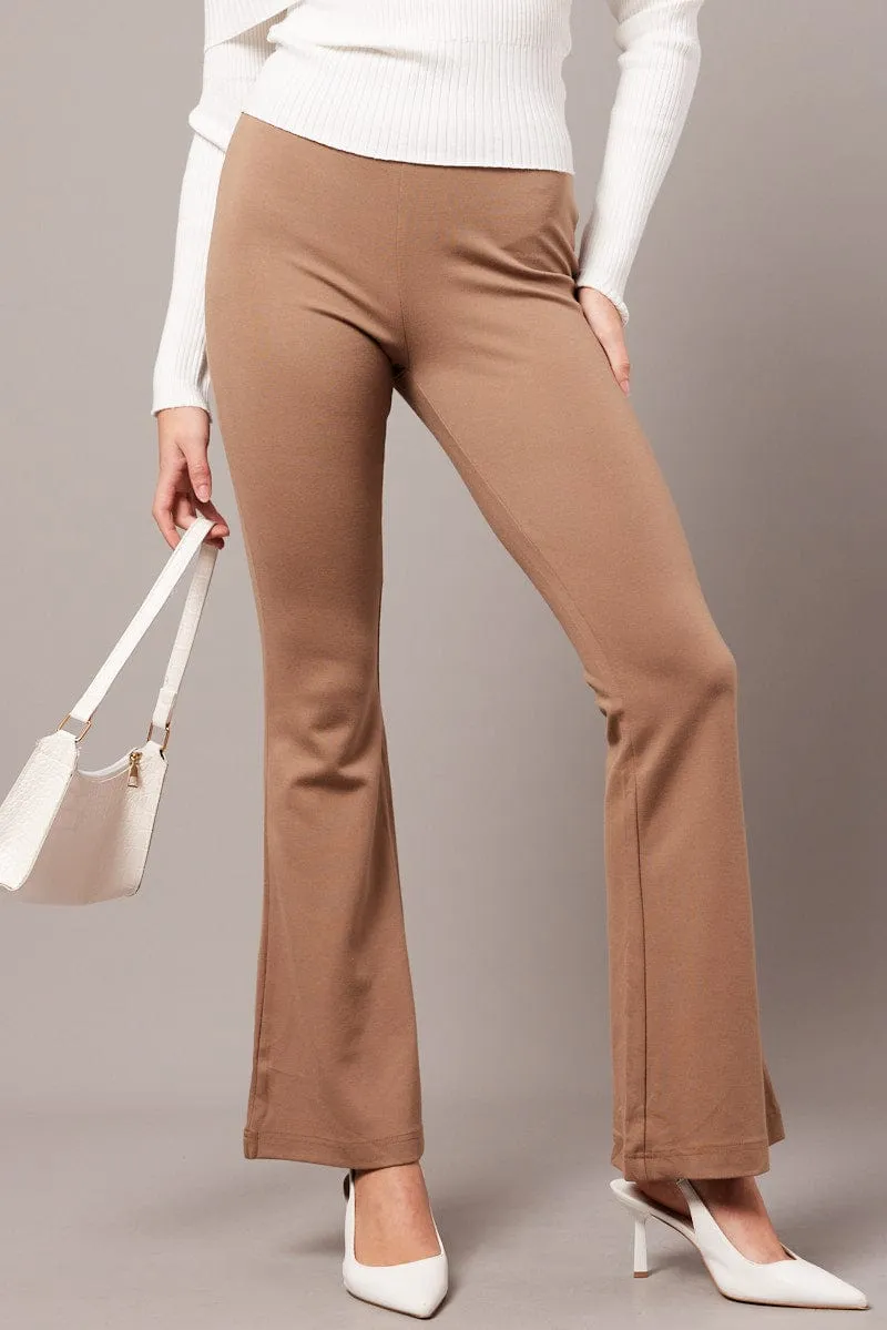Brown Flare Leg Pants Ponte sold by Ally Fashion product image thumbnail 3