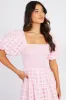 Pink Midi Dress shirred Bust Puff Sleeve sold by Ally Fashion