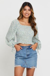 Print Crop Top Long Sleeve sold by Ally Fashion