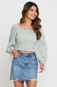 Print Crop Top Long Sleeve sold by Ally Fashion