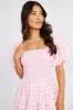 Pink Midi Dress shirred Bust Puff Sleeve sold by Ally Fashion