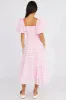 Pink Midi Dress shirred Bust Puff Sleeve sold by Ally Fashion