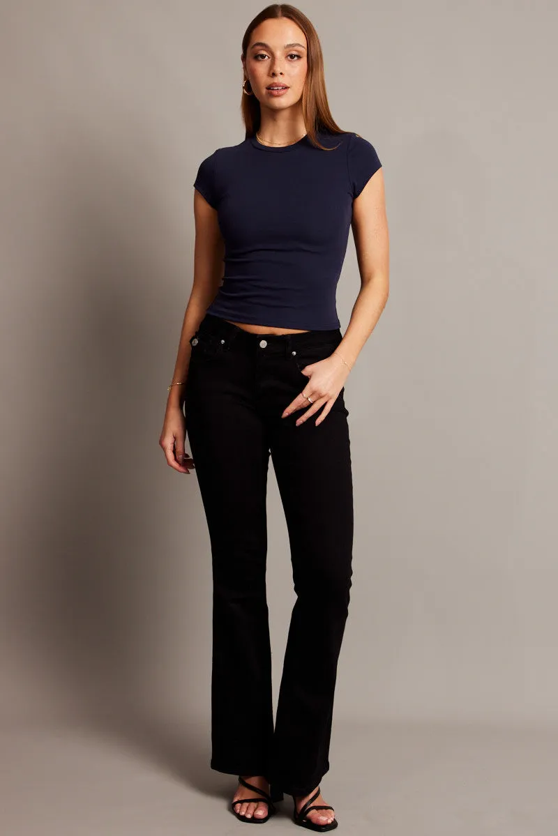 Blue T Shirt Short Sleeve Crew Neck Cotton Rib sold by Ally Fashion product image thumbnail 2