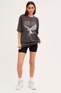 Grey T Shirt Short Sleeve Crew Neck Eagle Cotton sold by Ally Fashion