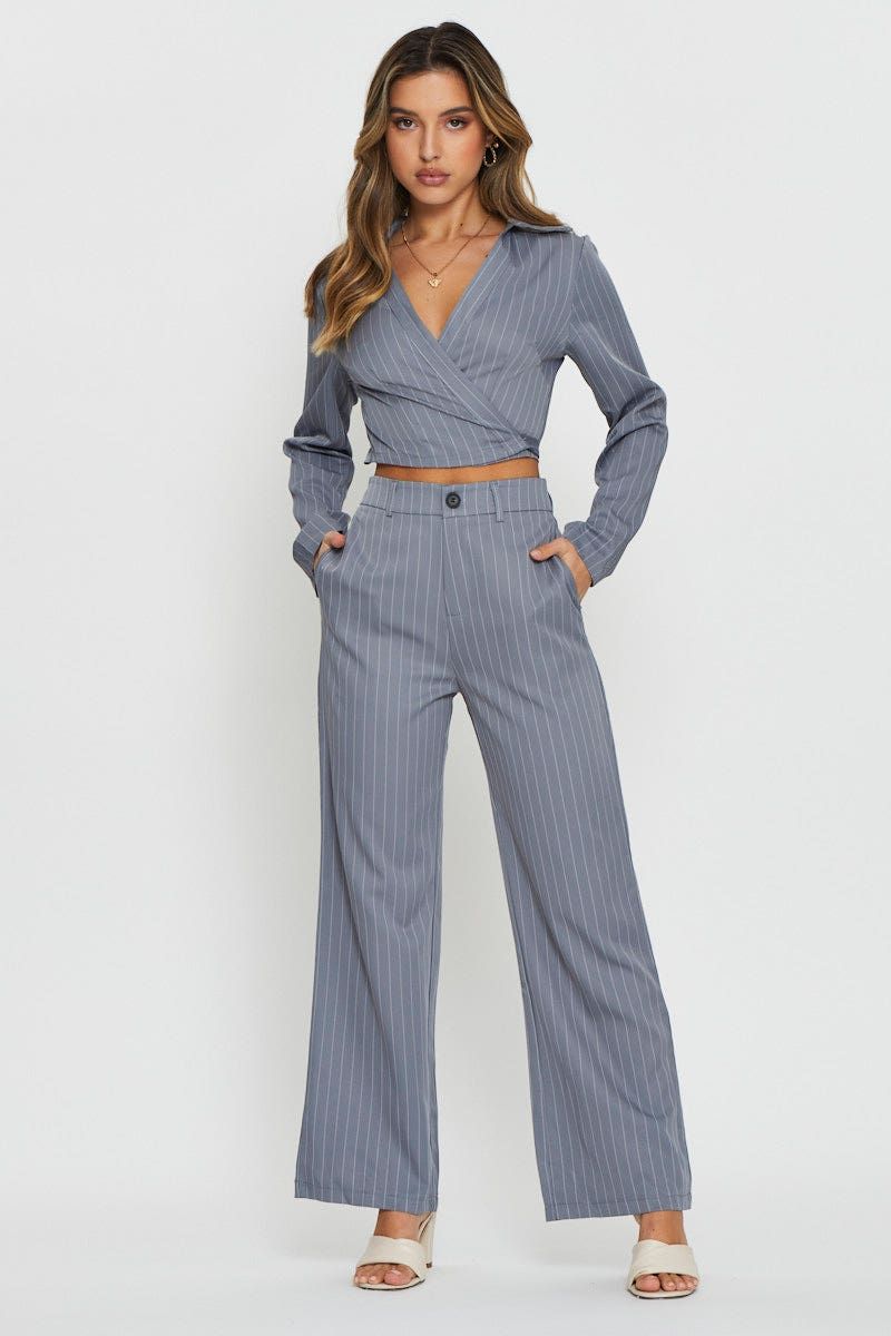Stripe Wrap Top Long Sleeve sold by Ally Fashion product image thumbnail 2