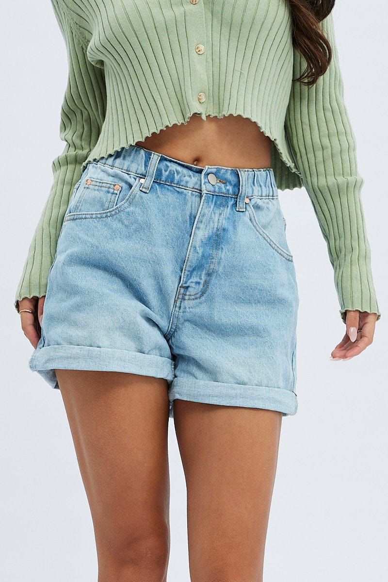 Blue High Waist Shorts Relaxed sold by Ally Fashion product image thumbnail 2