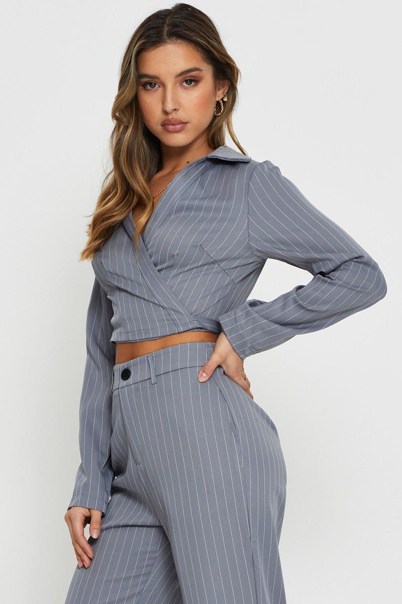 Stripe Wrap Top Long Sleeve sold by Ally Fashion product image thumbnail 4