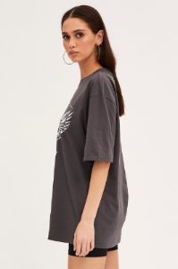 Grey T Shirt Short Sleeve Crew Neck Eagle Cotton sold by Ally Fashion