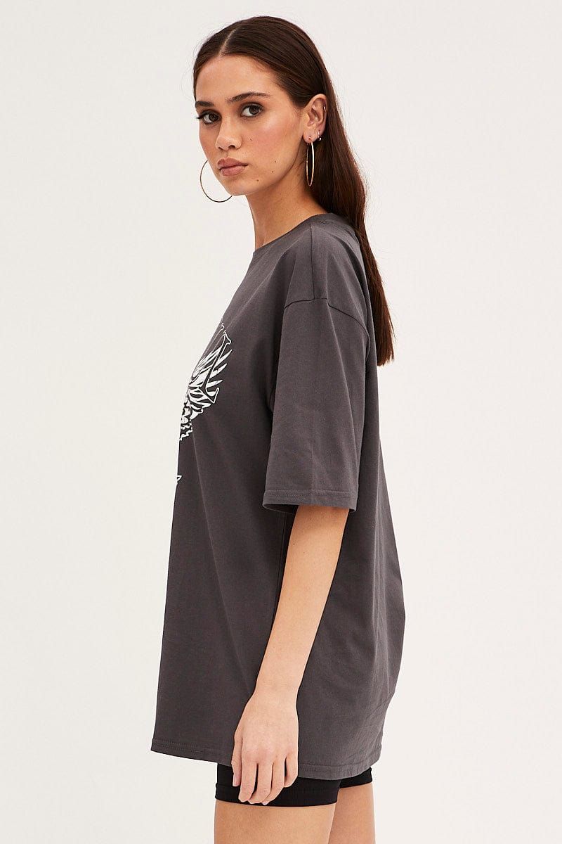 Grey T Shirt Short Sleeve Crew Neck Eagle Cotton sold by Ally Fashion product image thumbnail 4