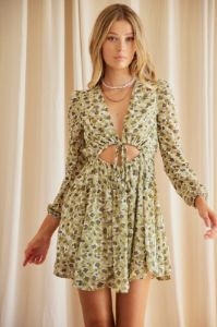 Print Mini Dress Long Sleeve sold by Ally Fashion