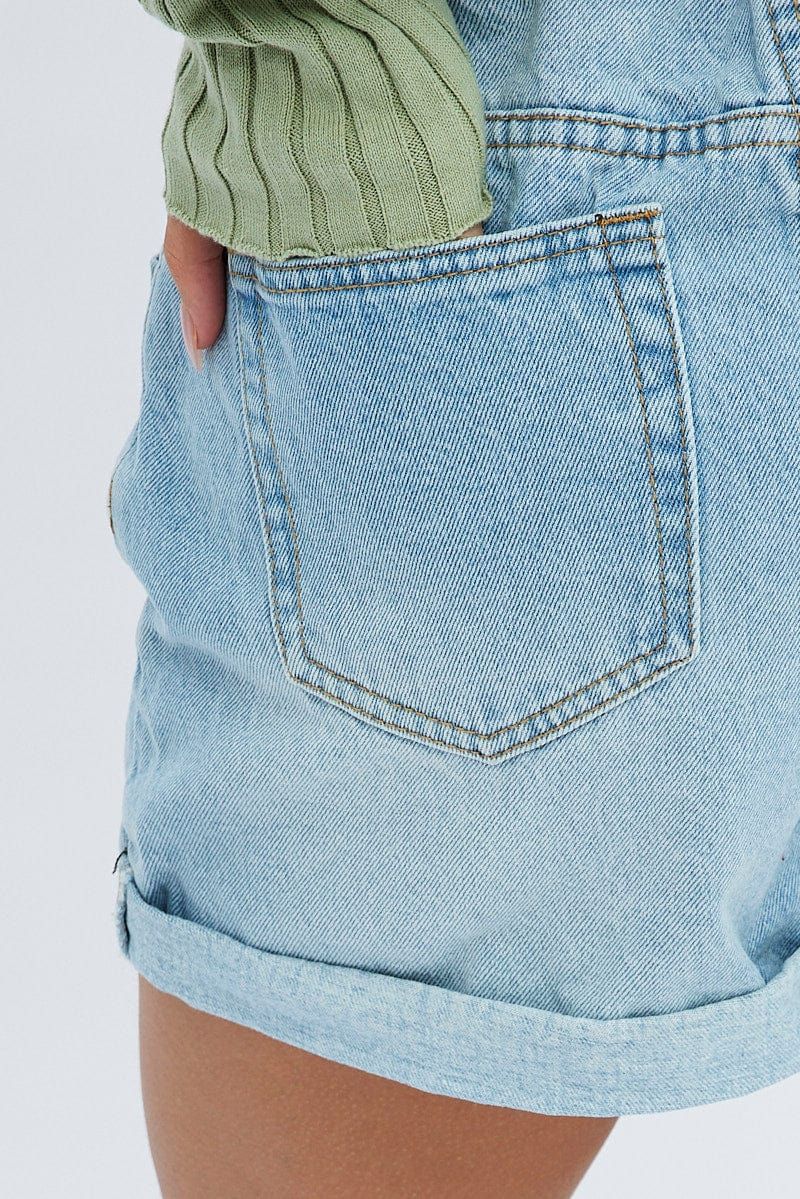 Blue High Waist Shorts Relaxed sold by Ally Fashion product image thumbnail 6
