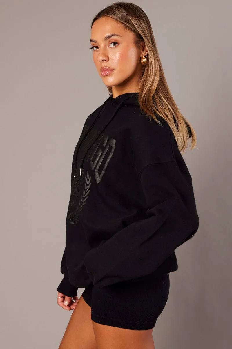 Black Graphic Hoodie Sweater Long Sleeve sold by Ally Fashion product image thumbnail 4
