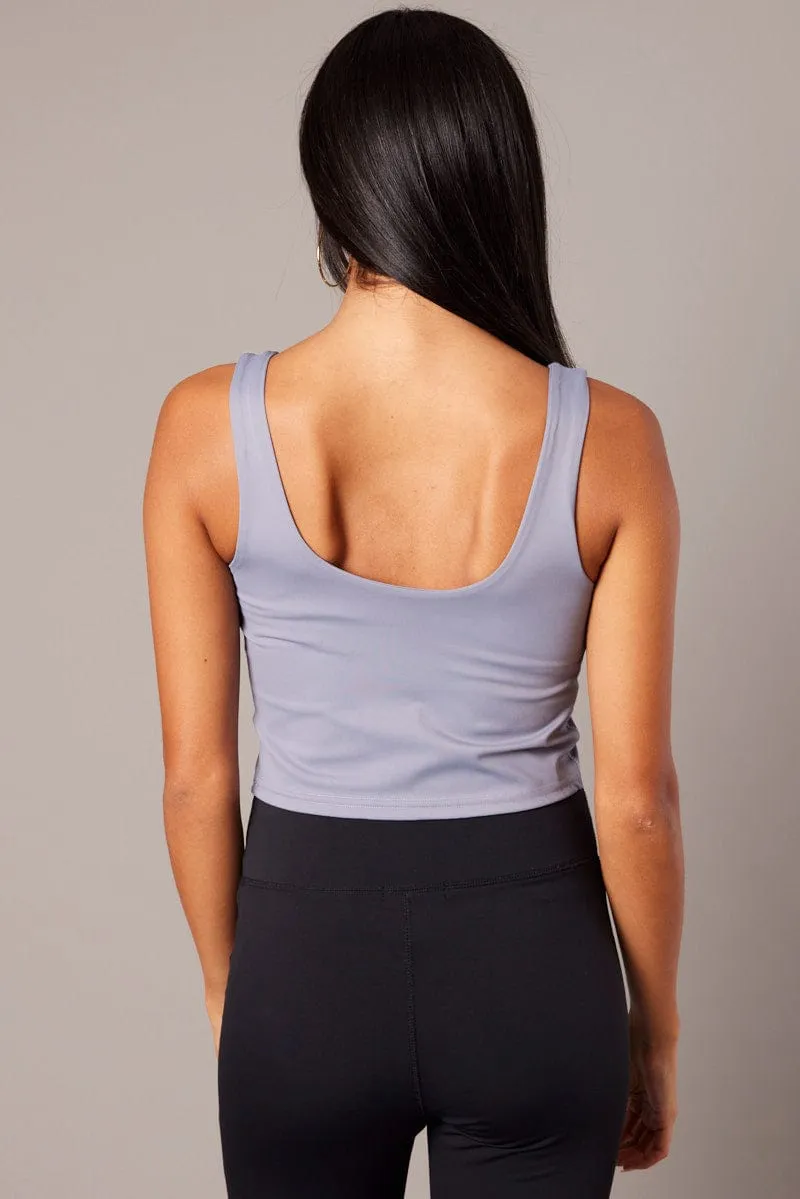 Grey Tank Top Sleeveless V Neck sold by Ally Fashion product image thumbnail 5