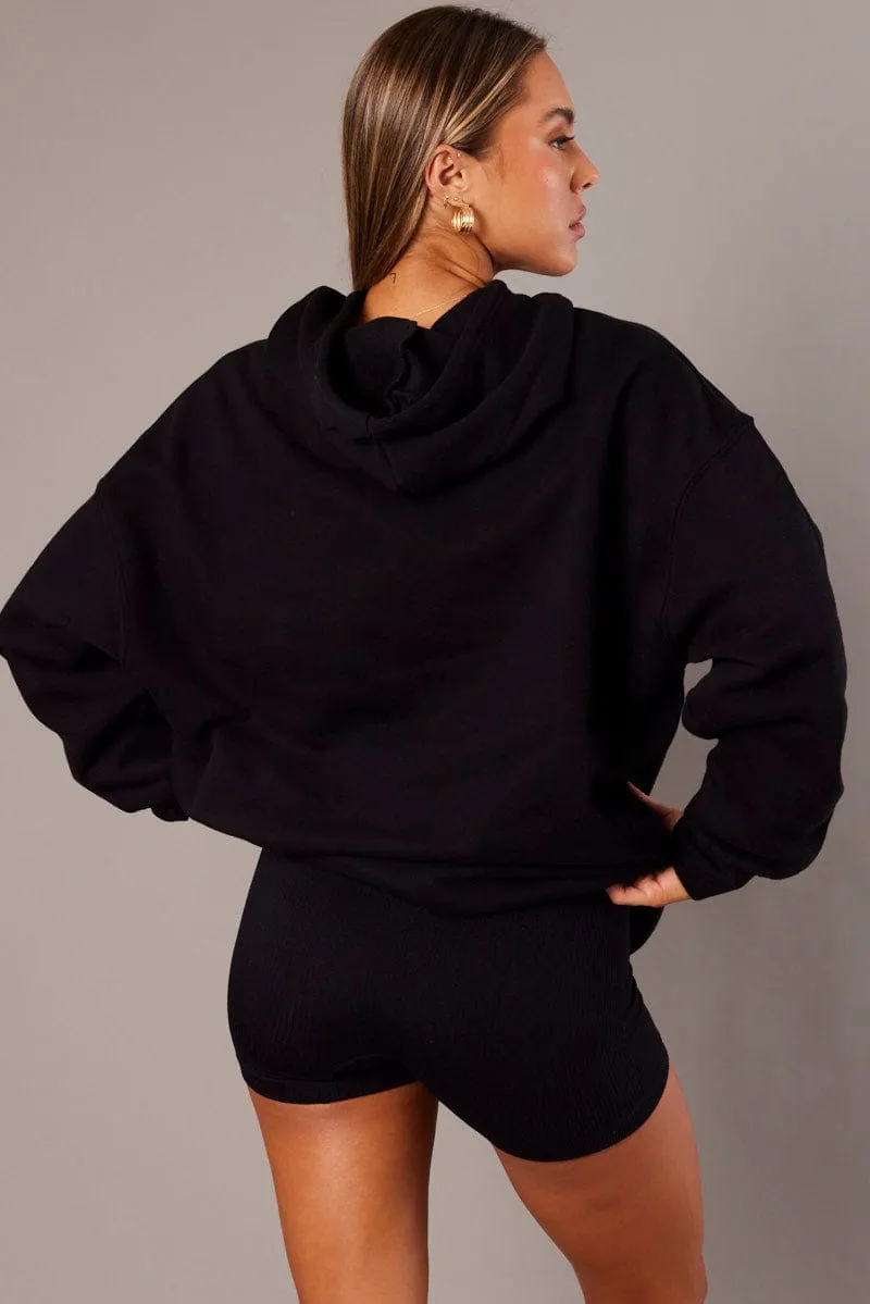 Black Graphic Hoodie Sweater Long Sleeve sold by Ally Fashion product image thumbnail 5